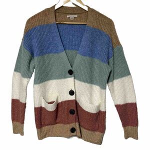 American Eagle Womens Cardigan Sweater XXS Color Block Multicolor Blue/Green